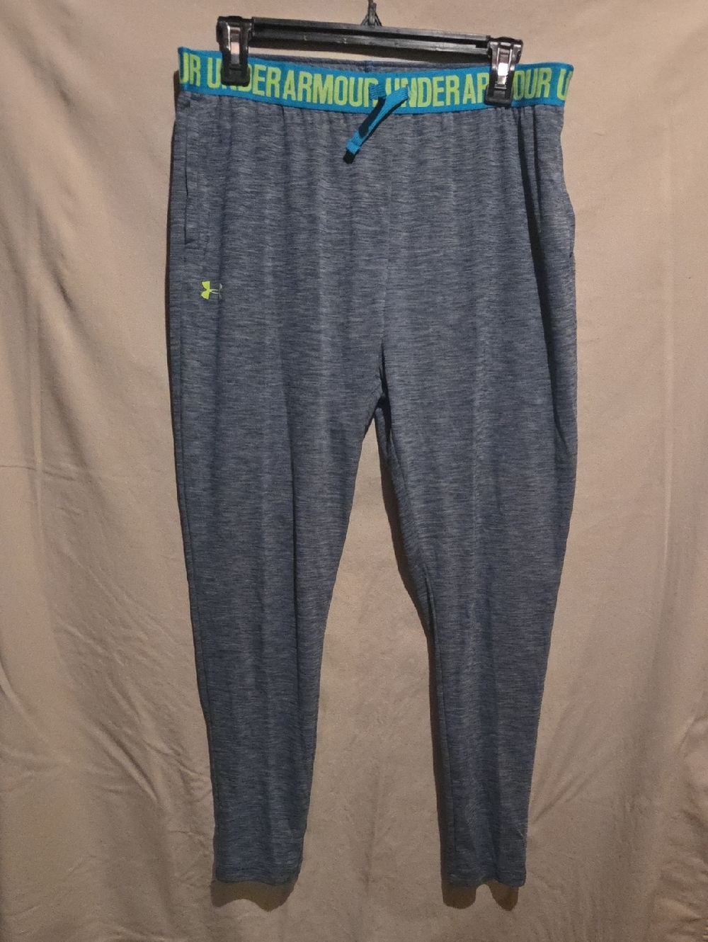 Under Armour Gray Heather Joggers with Neon Green Waistband Trim